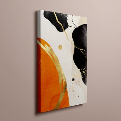 橙色抽象色塊線條三聯畫 可單買 三款4