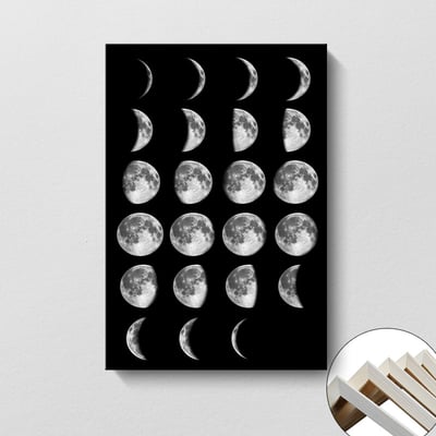 月亮盈缺月相變化圖黑白 6款9