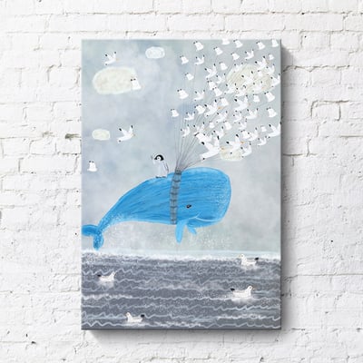 手繪風格 海洋生物系列 藍鯨 鯨魚 企鵝 氣球 六款11