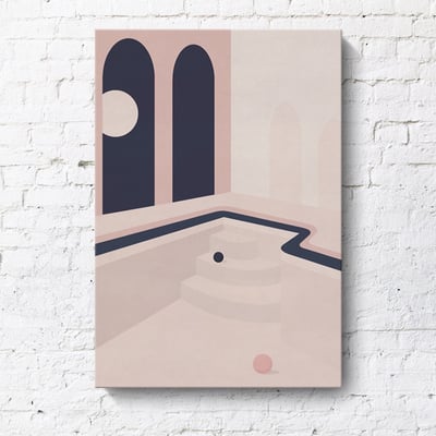 現代簡約 幾何建築創意風景 莫蘭迪色掛畫 8款12