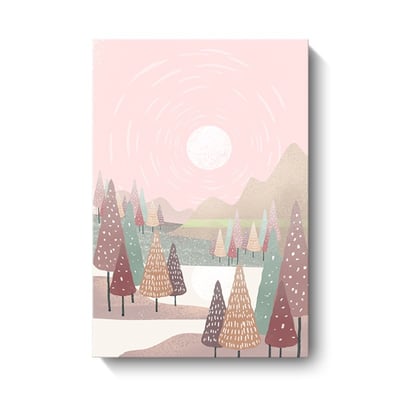 色塊 虛擬森林 小清新少女日系風景插畫粉色 6款7