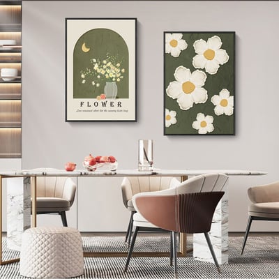 簡約ins奶油風花卉肌理抽象 兩款｜綠色系2