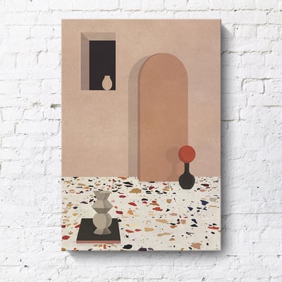 現代簡約 幾何建築創意風景 莫蘭迪色掛畫 8款11