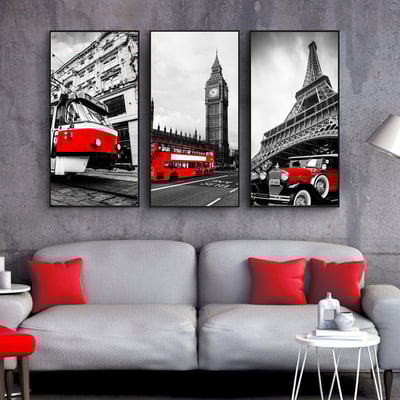 英國街景英式簡約黑白建築風景 四款1