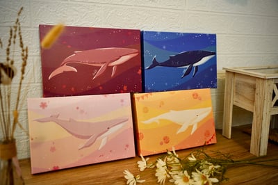 漫德原創-四季海洋生物/粉春 黃夏 咖秋 藍冬 台灣在地繪師作品 4款1