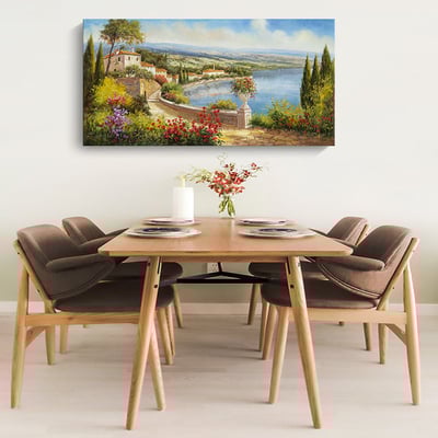 風水 財位 西洋水墨畫  特殊長型畫框  4款3