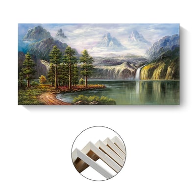 風水 財位 西洋水墨畫  特殊長型畫框  4款7