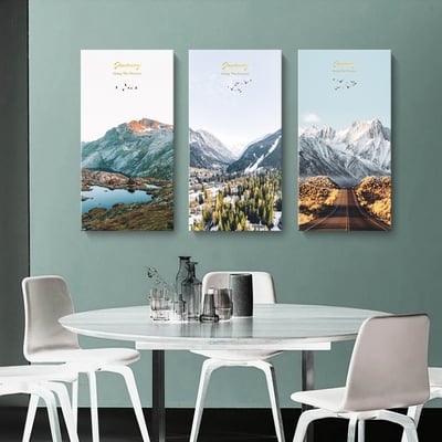 風景畫 山海 山脈 冰山 湖  特殊長型畫框  五款3