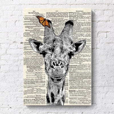 報紙動物風格 長頸鹿 猴子 驢子 貓咪 狗 虎斑貓 六款7