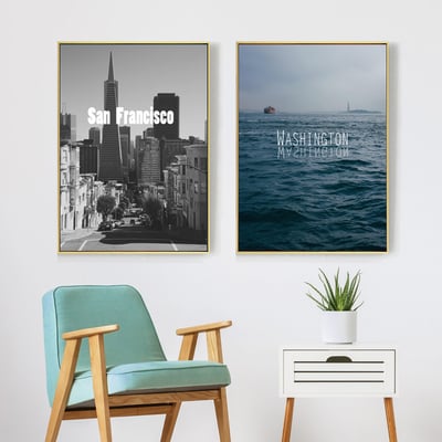 灰階色系 簡約時尚城市建築 海洋 兩款3