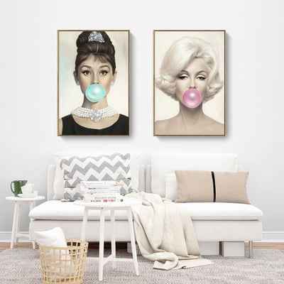 奧黛麗赫本 瑪麗蓮夢露 吹泡泡 四款2