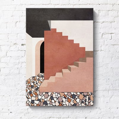 現代簡約 幾何建築創意風景 莫蘭迪色掛畫 10款21