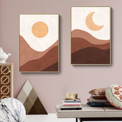 北歐莫蘭迪幾何抽象日月同輝 2款1