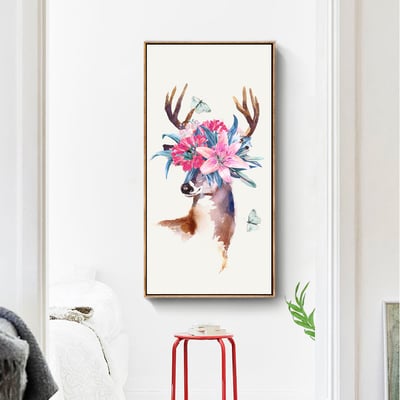 麋鹿 斑馬花卉系列  特殊長型畫框  四款3