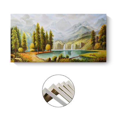 風水 財位 西洋水墨畫  特殊長型畫框  4款5