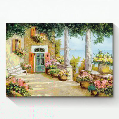 歐式油畫風景 小鎮風景  11款 橫式4