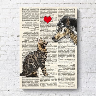 報紙動物風格 長頸鹿 猴子 驢子 貓咪 狗 虎斑貓 六款5