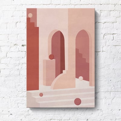 現代簡約 幾何建築創意風景 莫蘭迪色掛畫 10款14