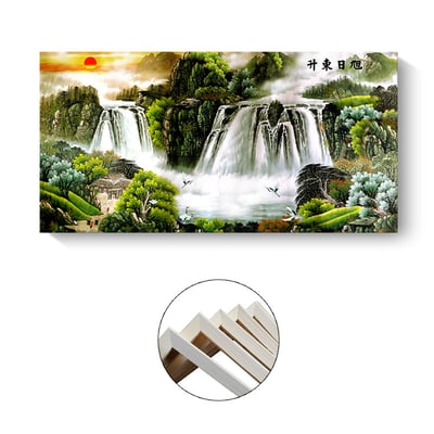 旭日東昇 風水 財位 中式水墨畫  特殊長型畫框  2款2