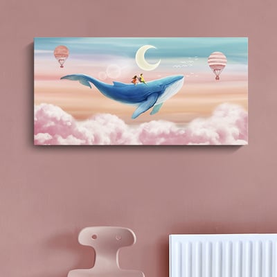 橫式｜療癒系手繪風格雲端鯨魚2