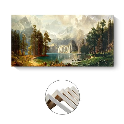 風水 財位 西洋水墨畫  特殊長型畫框  4款6