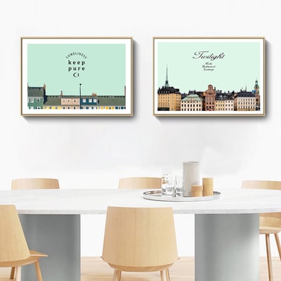 橫式 歐式繽紛建築 文藝風格 ３款1