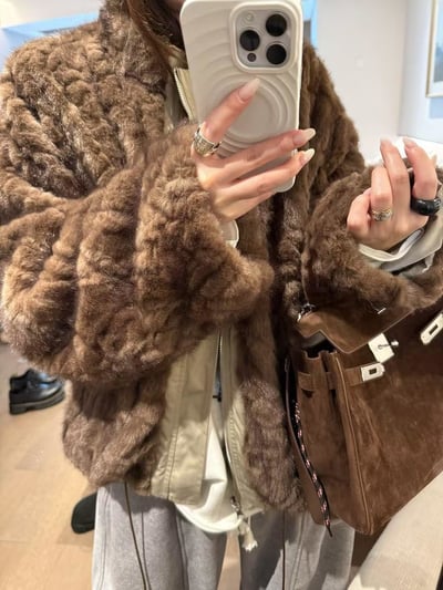 兩面穿皮草棒球服大衣10