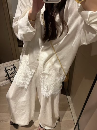 絲亞麻長袖蕾絲拼接防曬罩衫2