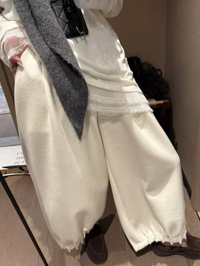 籠褲羊毛花苞加絨長褲5