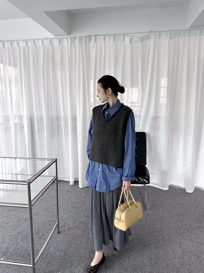 羊毛V領針織馬甲疊穿背心9