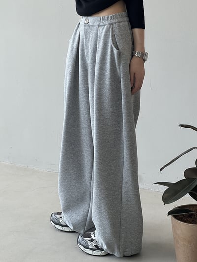 垂感鬆緊腰闊腿褲4