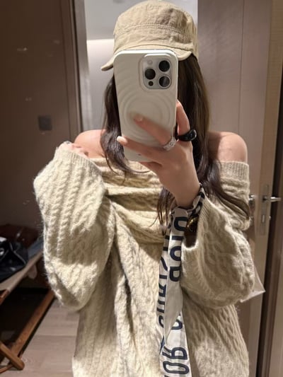 一字領麻花不對稱蝙輻袖6