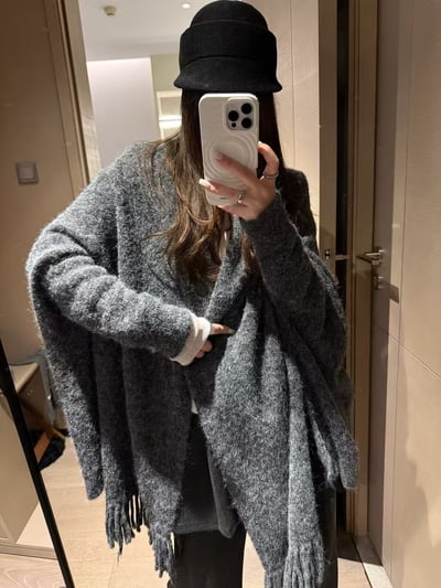 大披肩流蘇斗篷羊毛上衣7