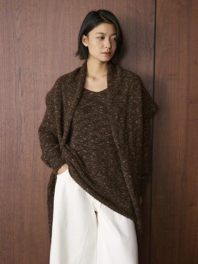 時髦雜色披肩羊毛上衣1