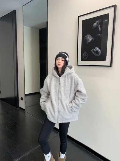 冬季復古高級感加厚連帽外套3