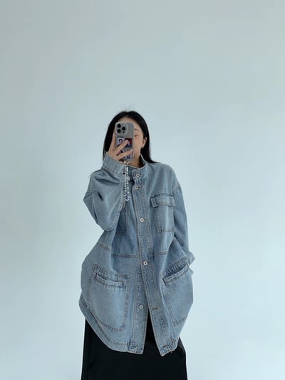 美式復古工裝牛仔外套2