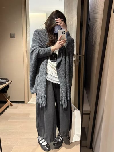 籠褲羊毛花苞加絨長褲4