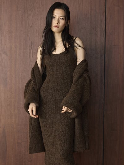 針織羊毛開衫＋長款吊帶裙2