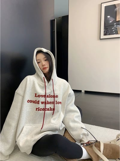 美式加絨oversize寬鬆上衣1