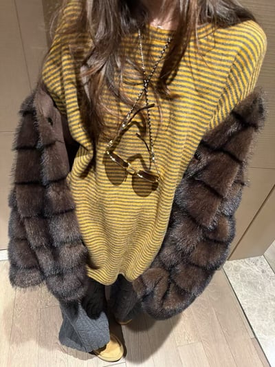 加厚款寬鬆條紋粗針針織上衣5