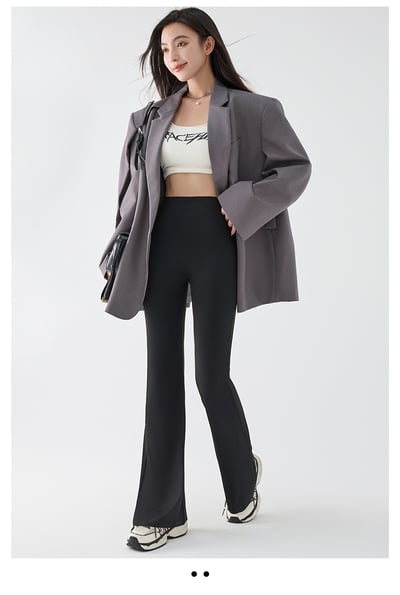 鯊魚微喇叭褲高腰小個子褲4