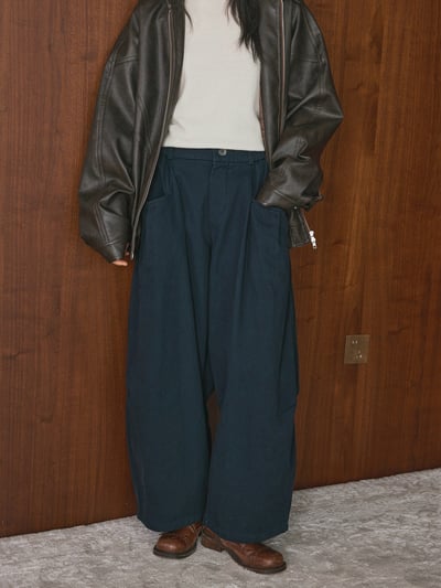韓式復古工裝束腰闊腿褲4