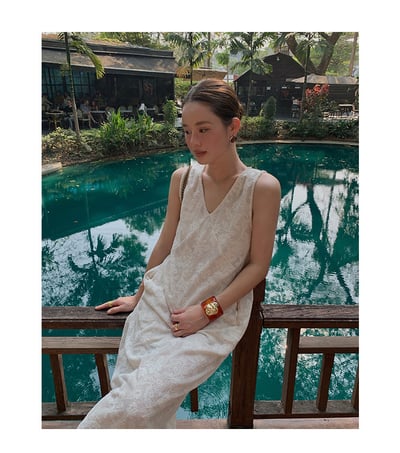 V領背心蕾絲鉤花無袖連身裙3