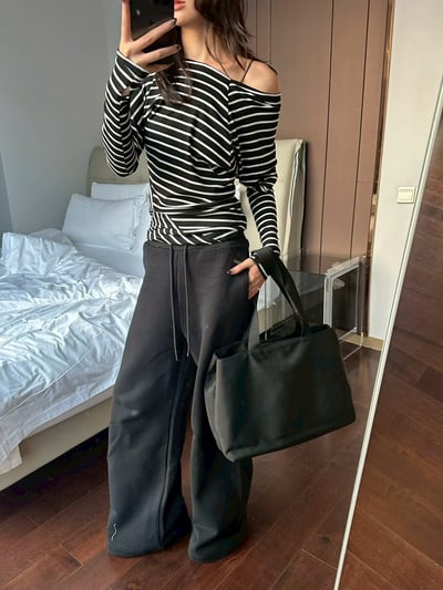 不規則剪裁露肩羊毛針織上衣4