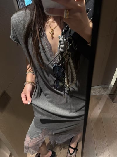 亞麻羊絨雪花兩件式鬆緊腰中裙半身裙10