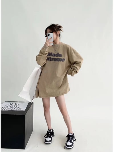 美式設計重工做舊薄長袖t恤2