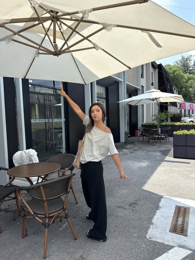 基本款斜肩輕薄露肩短袖棉質T卹7