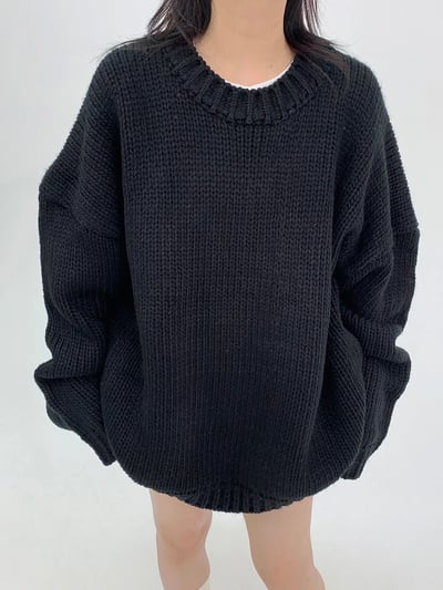 重磅粗針圓領毛衣5