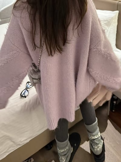 含毛羊駝流蘇毛衣大開衫8