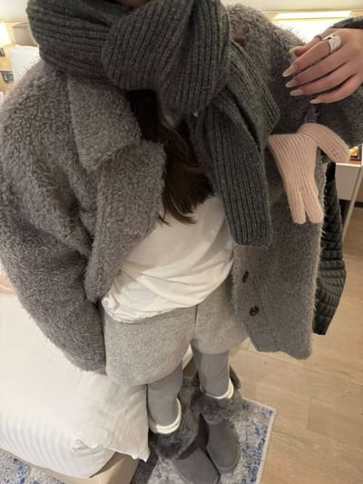 拉鏈款闊腿絲綿呢毛呢A字短褲3